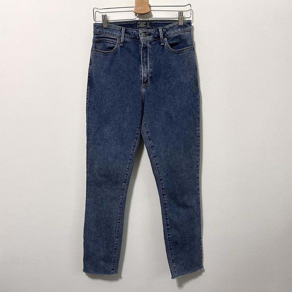 Abercrombie & Fitch Simone High Rise Ankle Jeans 28 Long/6 Long Blue Raw Hem